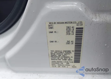 2019 Nissan Altima 2.5 S from USA, damaged, VIN 1N4BL4BV0KC194746